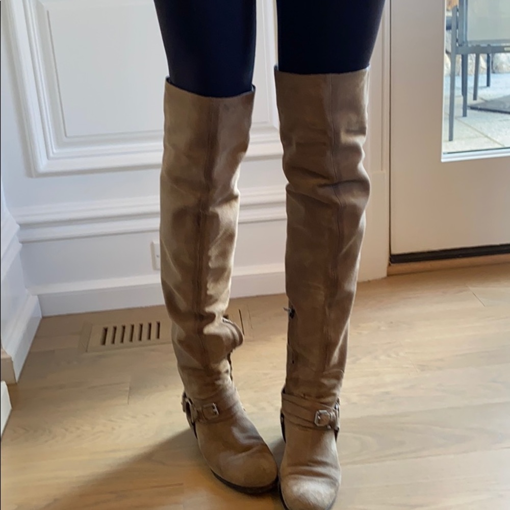 Dior Distressed Over the Knee Suede Boots